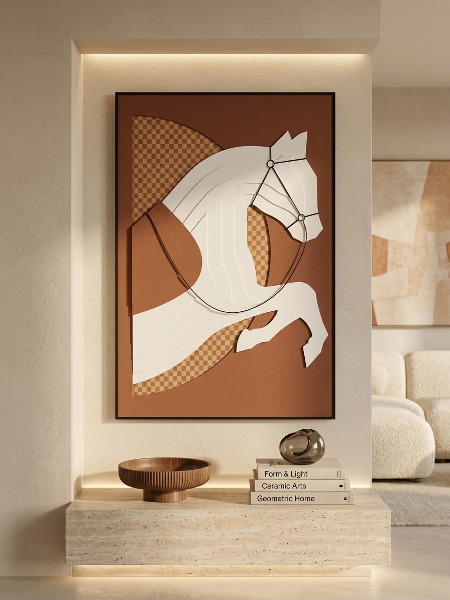 livvi Geometric Horse Embossed Framed Wall Art