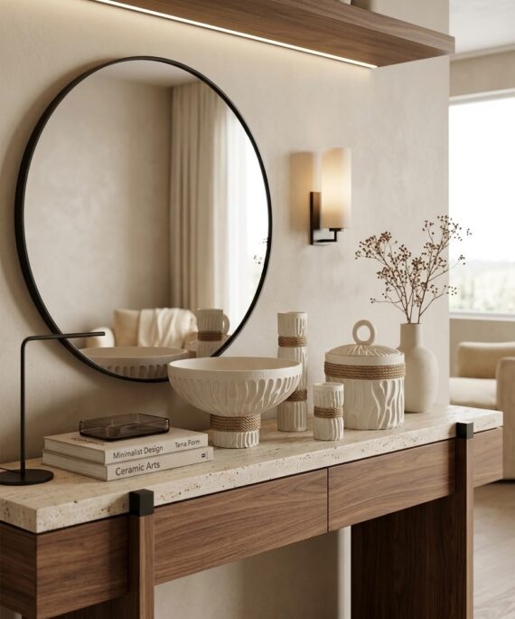 livvi Textured Ceramic Decor Collection with Jute Rope Detail