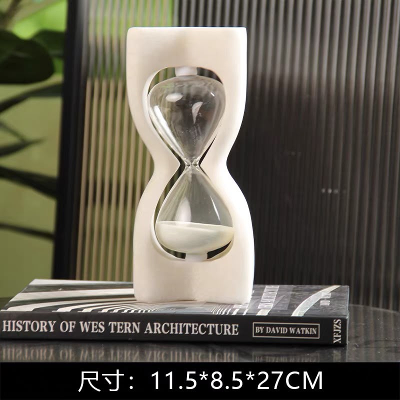 livvi Sculptural Travertine Sand Timer Hourglass - Image 4