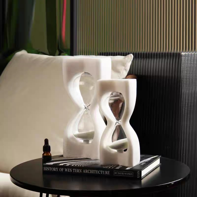 livvi Sculptural Travertine Sand Timer Hourglass - Image 8
