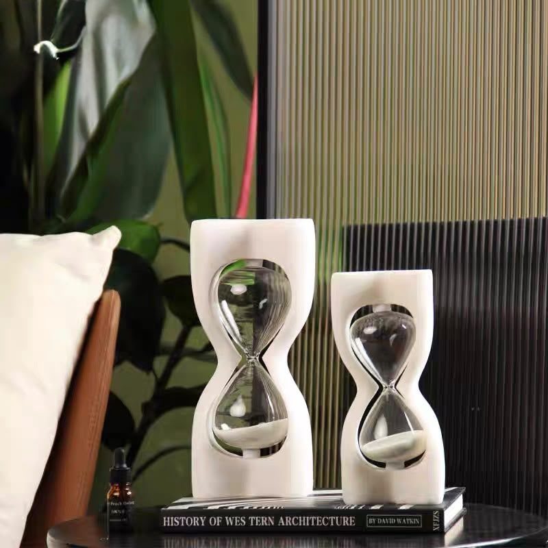 livvi Sculptural Travertine Sand Timer Hourglass - Image 3