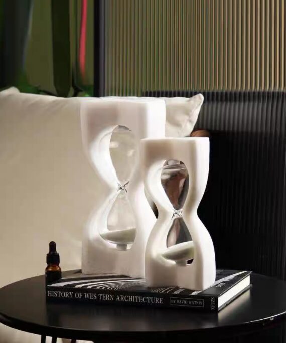 livvi Sculptural Travertine Sand Timer Hourglass