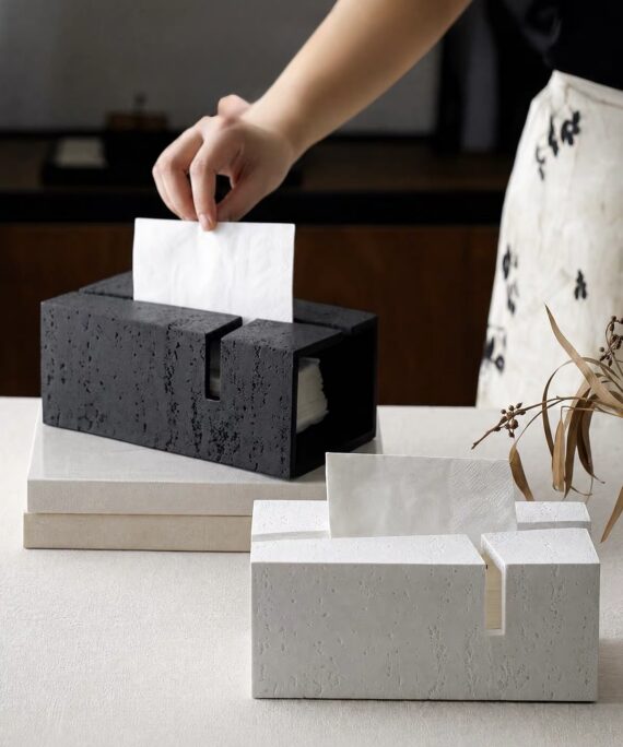 Livvi Textured Stone Tissue Box Holder