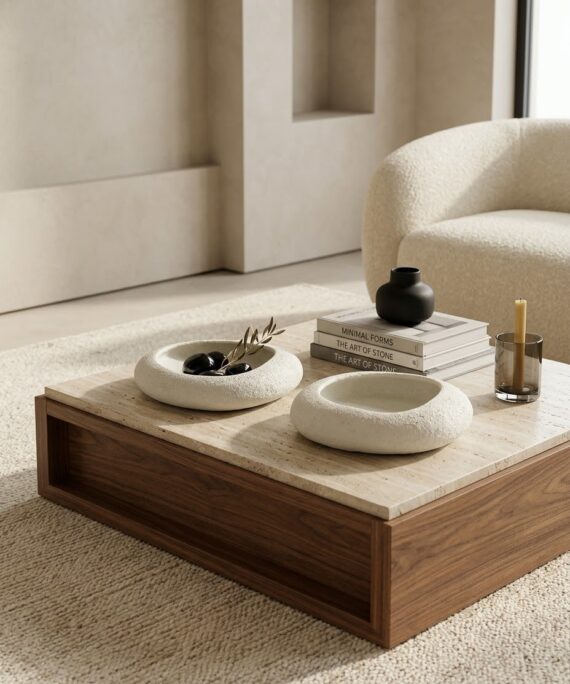 Livvi Round Textured Stone Decorative Tray