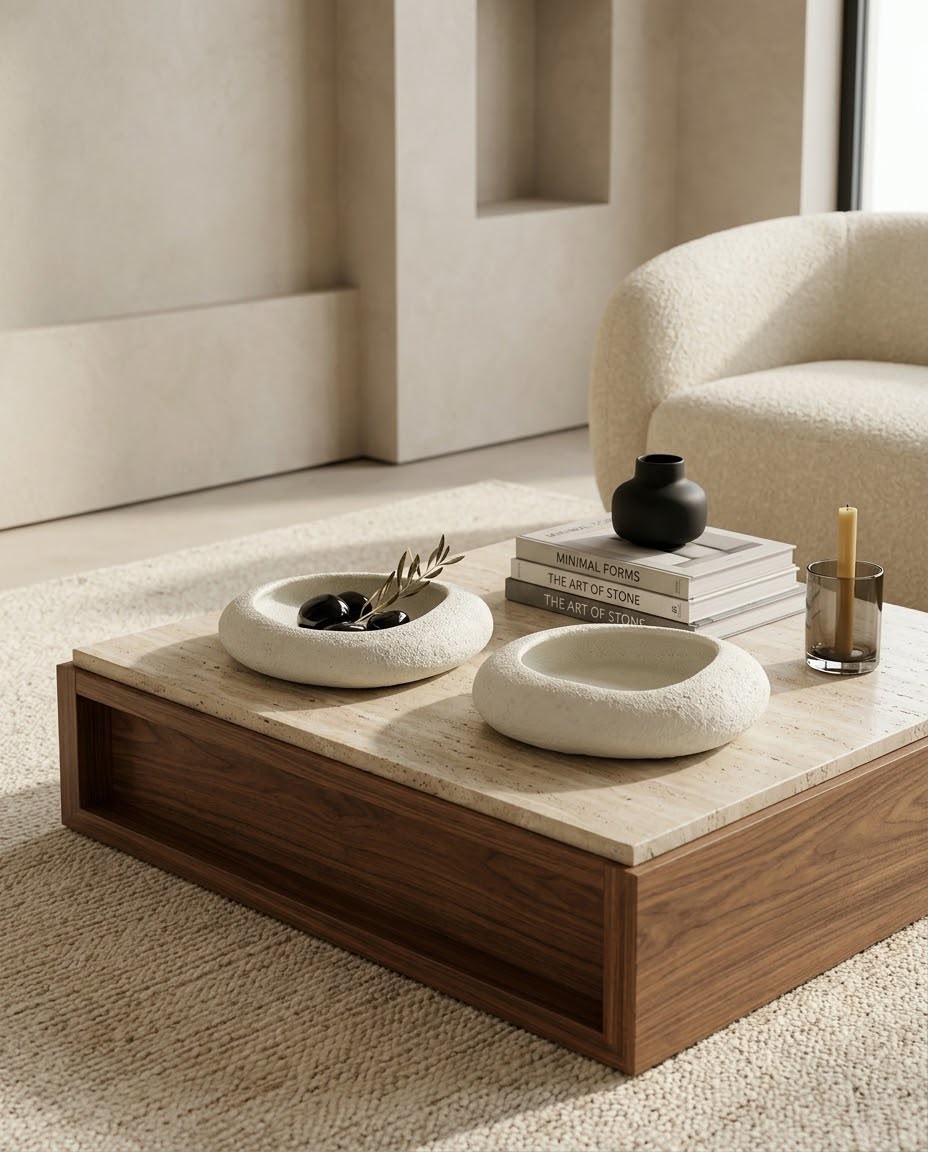 Livvi Round Textured Stone Decorative Tray