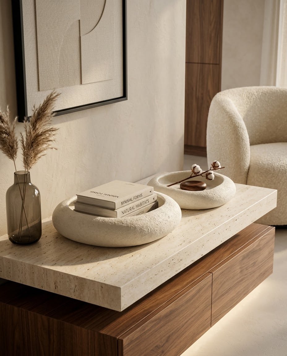 Livvi Round Textured Stone Decorative Tray - Image 2