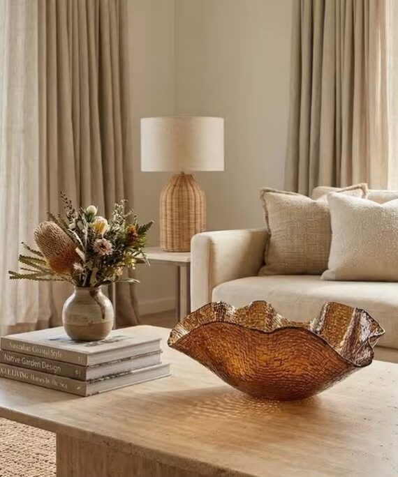 Livvi Amber Wavy Woven Glass Bowl