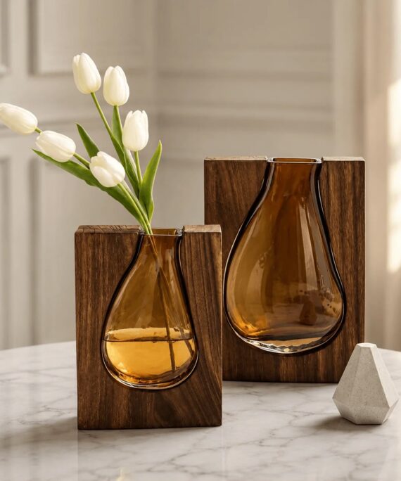 Livvi Wooden Frame Glass Propagation Vase
