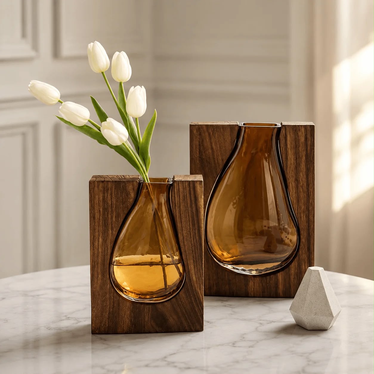 Livvi Wooden Frame Glass Propagation Vase