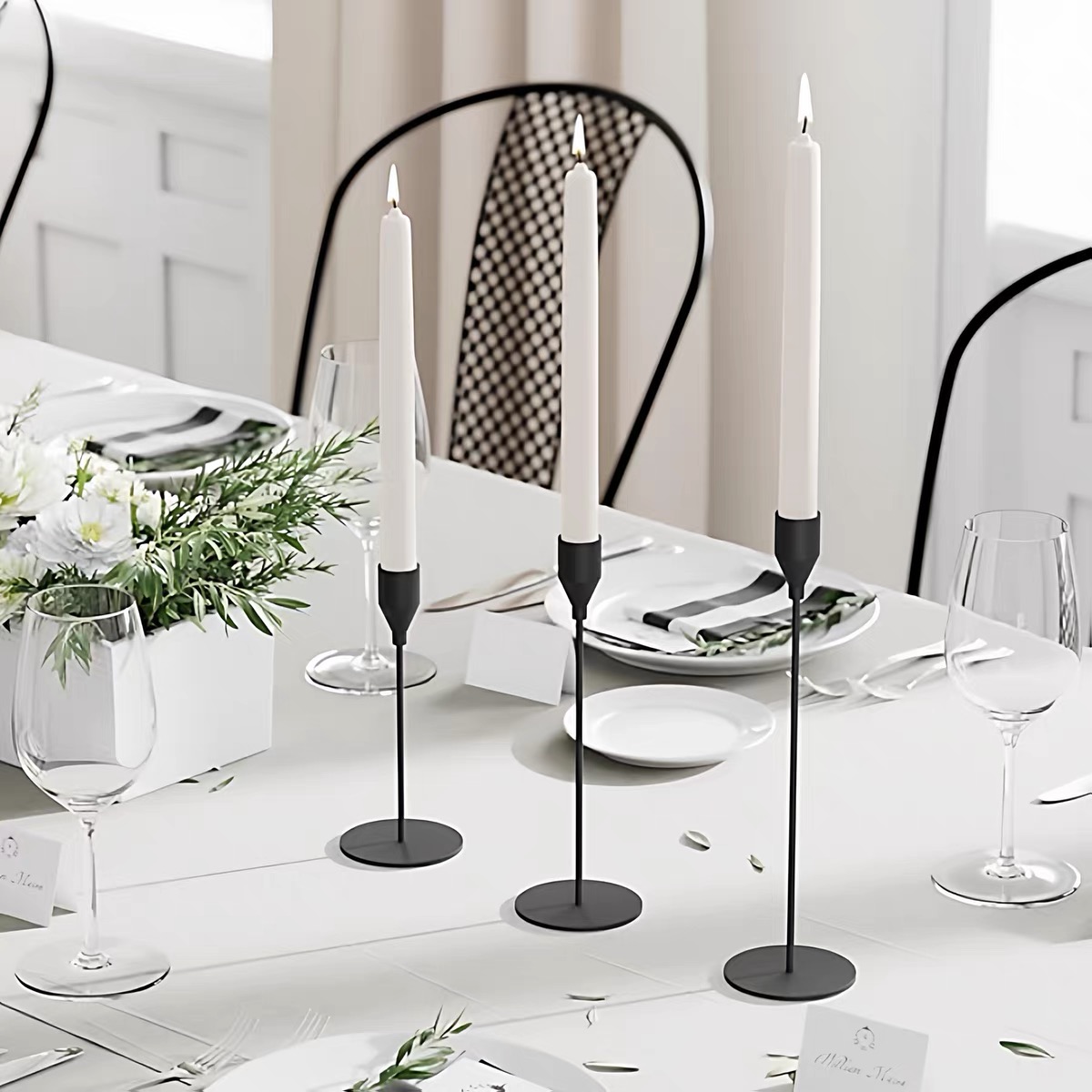 Livvi Minimalist Taper Candle Holder Set (3-Piece) - Image 4
