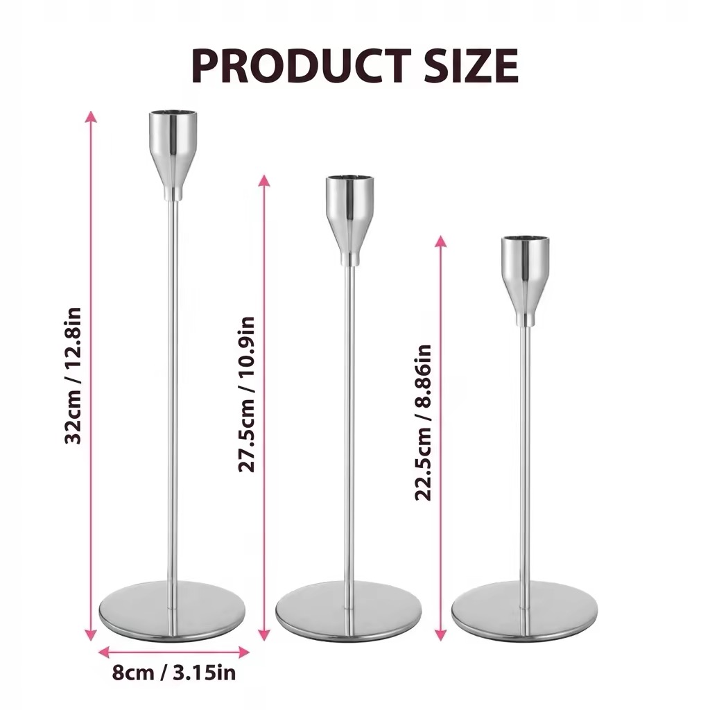 Livvi Minimalist Taper Candle Holder Set (3-Piece) - Image 5