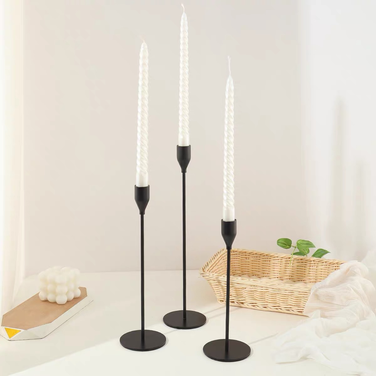 Livvi Minimalist Taper Candle Holder Set (3-Piece) - Image 6