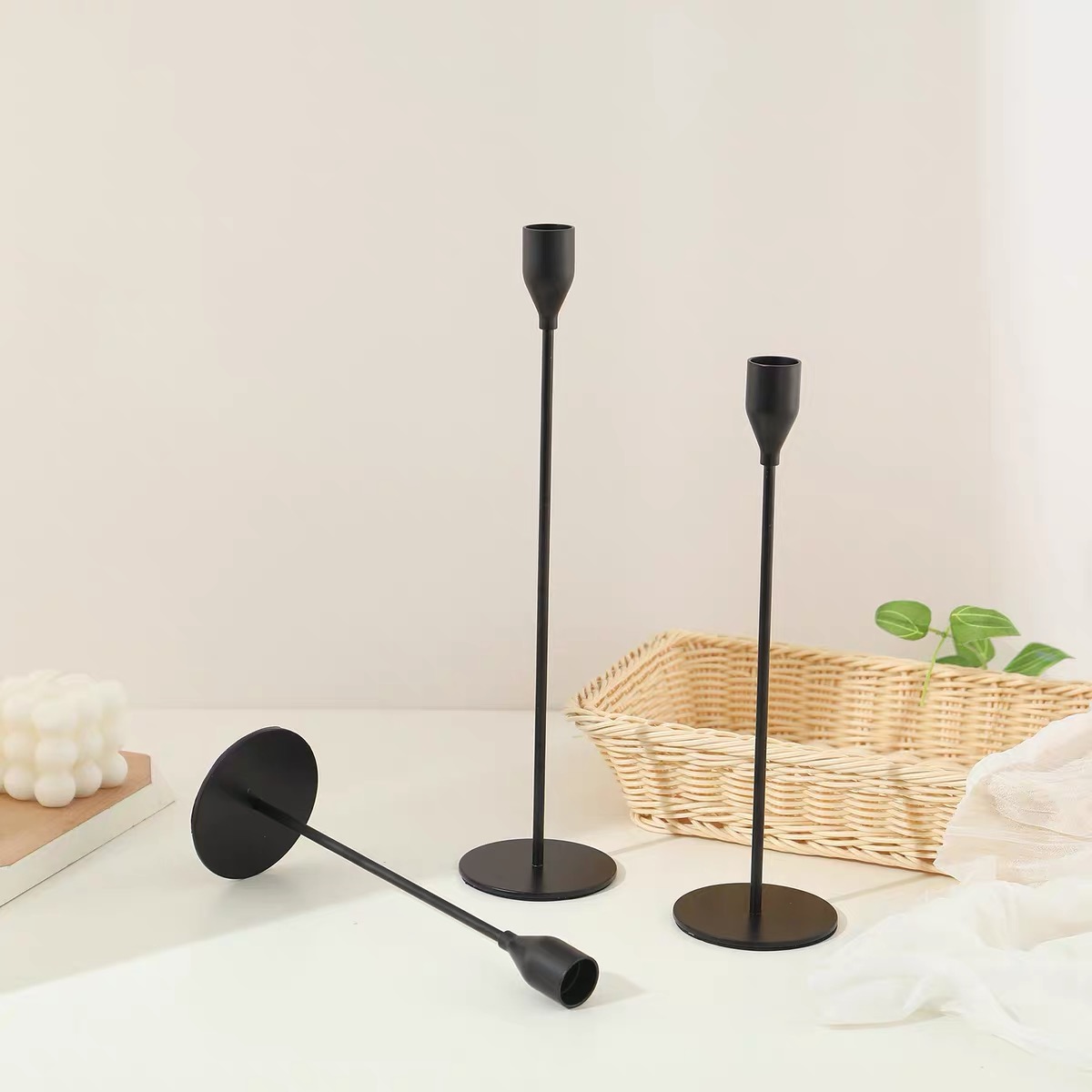 Livvi Minimalist Taper Candle Holder Set (3-Piece) - Image 3