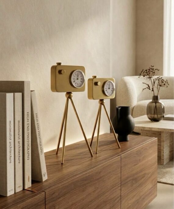 Livvi Vintage Camera Tripod Table Clock
