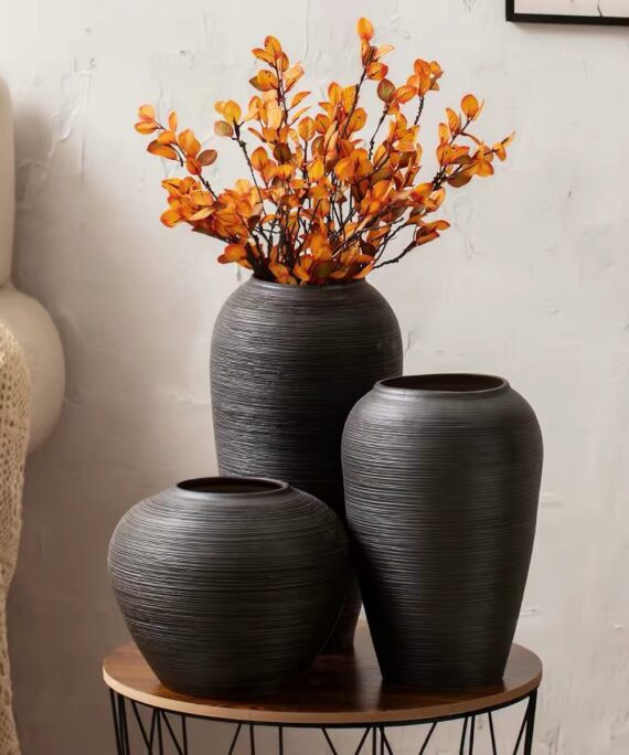 Livvi Black Textured Ceramic Vase