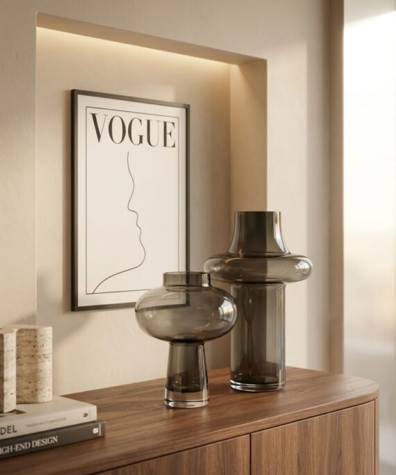 Livvi Modern Smokey Glass Wave Vase