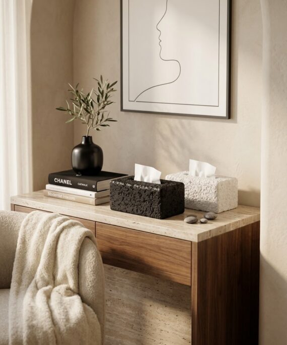 Livvi Modern Textured Stone Tissue Box Cover