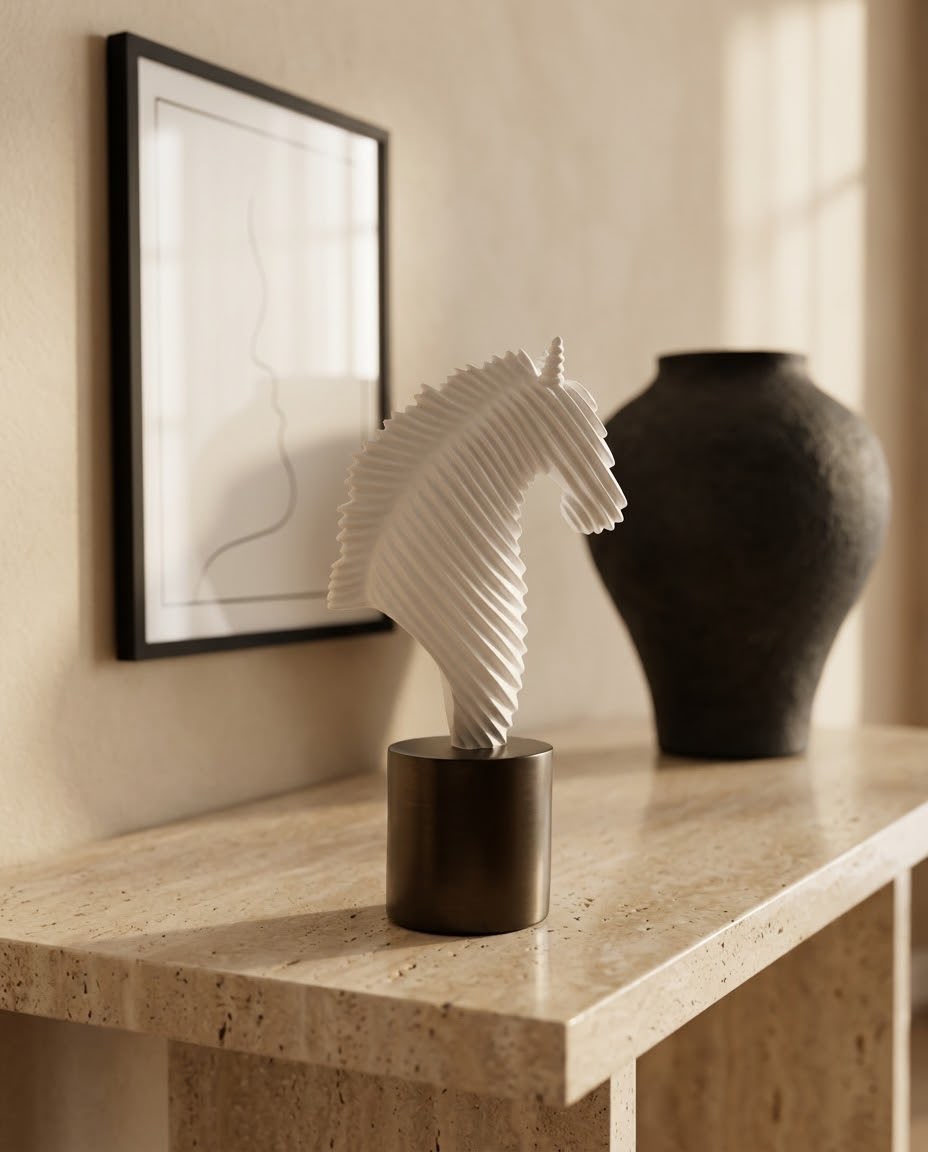 Livvi Modern Ribbon Horse Head Sculpture - Image 3