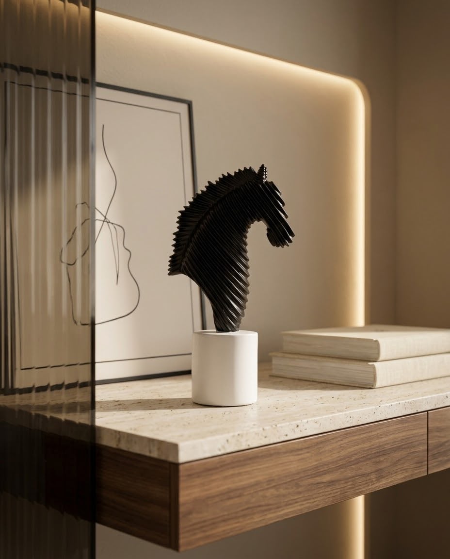 Livvi Modern Ribbon Horse Head Sculpture - Image 2