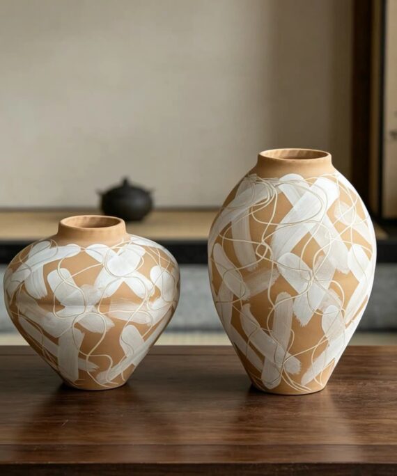 Livvi Hand-Painted Terracotta Vase