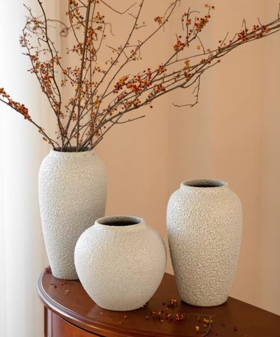 Livvi Textured Stone Ceramic Vase Collection