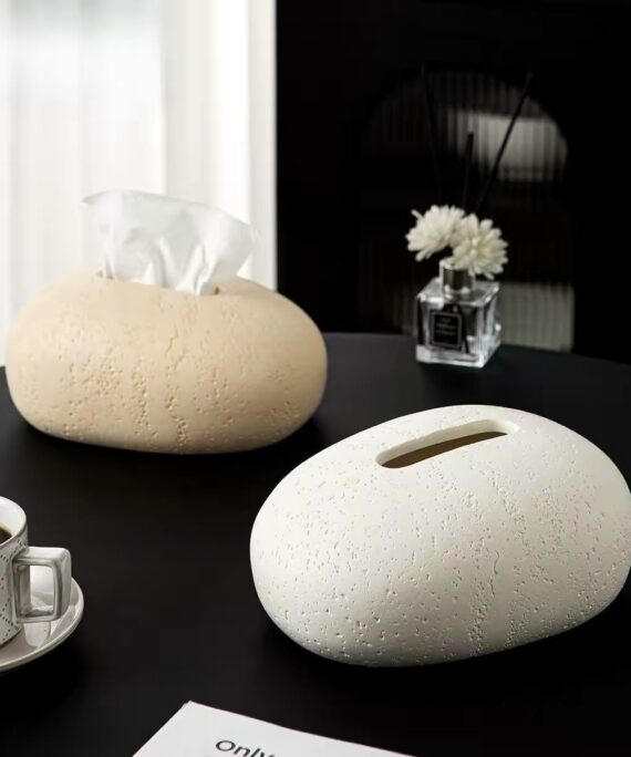 Livvi Modern Pebble Resin Tissue Box Cover