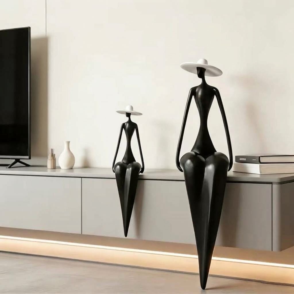 Livvi Modern Elegant Sitting Lady Figurines
