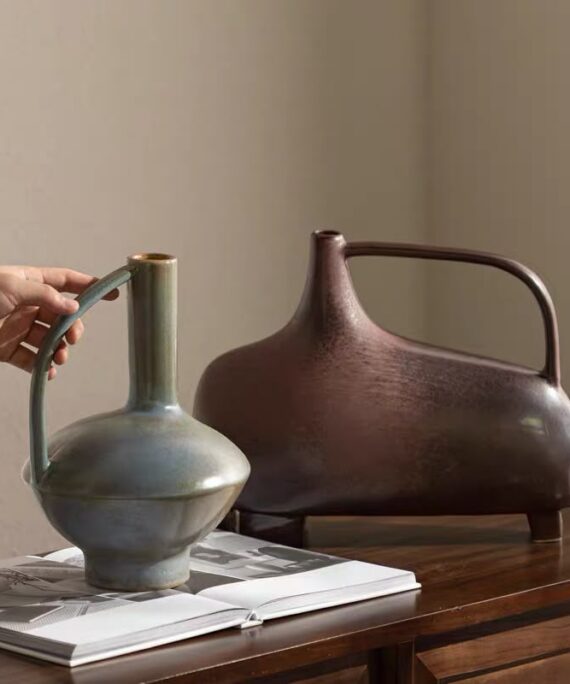 Livvi Abstract Handle Porcelain Vase