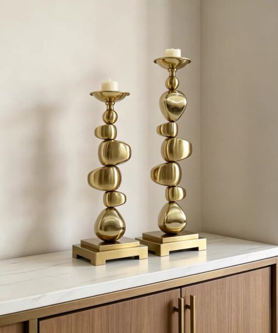 Livvi Stacked Pebble Metal Candle Holder