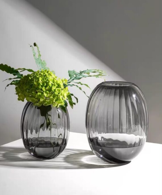 Livvi Ribbed Glass Vase Set (2-Piece)
