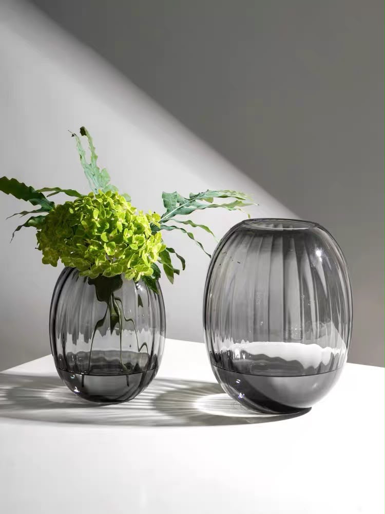 Livvi Ribbed Glass Vase Set (2-Piece)